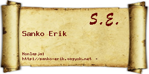 Sanko Erik névjegykártya